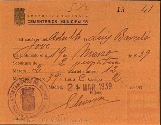 SEPULTURA DE LUIS BARCELO