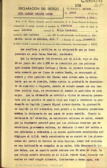 A.H.N. Sección Fondos Contemporáneos Causa GeneralSubdirección General de los Archivos EstatalesMinisterio de Cultura.España