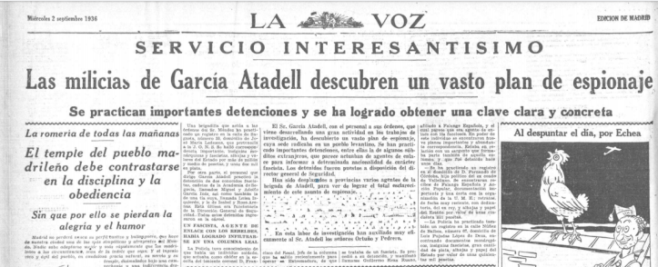 ATADELL 2 DE SEPTIEMBRE 1936. ESPIONAJE