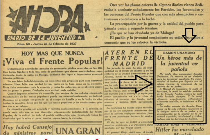PERIODICO AHORA 25 FEBRERO 1937